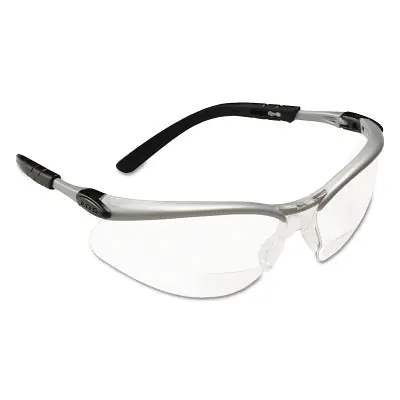 3M 7000127491 BX Safety Eyewear +2.5 Diopter Polycarbon Hard Coat Lenses Silver Black Frame