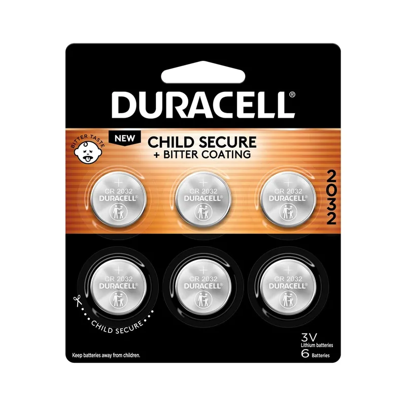 Duracell DL2032B6PK Specialty Lithium Coin - Bitterant, 6 Pack
