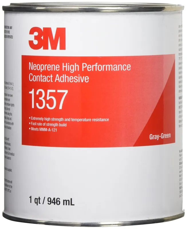 3M 62135765303 Neoprene High Performance Contact Adhesive 1357 Gray-Green 1 Quart Can