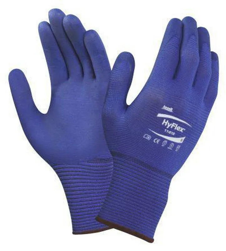 SK0285607-US20260702-105043-0 Ansell 11-818-7 HyFlex Plastic Rubber Spandex Reusable Gloves Dark Blue Size 7 - Image 1