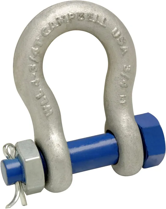Campbell 5390435 Bolt Type Anchor Shackle 1/4 Inch Bail Size Forged Carbon Steel Galvanized