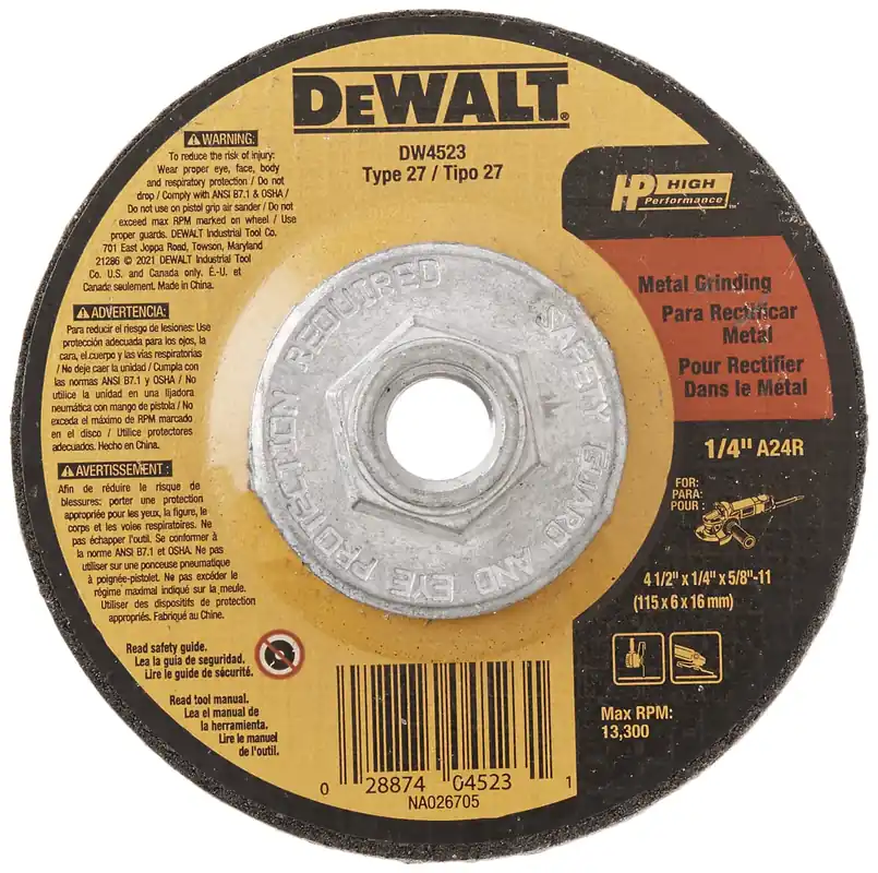 DeWalt DW4523 Grinding Wheel General Purpose for Metal 4-1/2 Inch x 1/4 Inch x 5/8-Inch