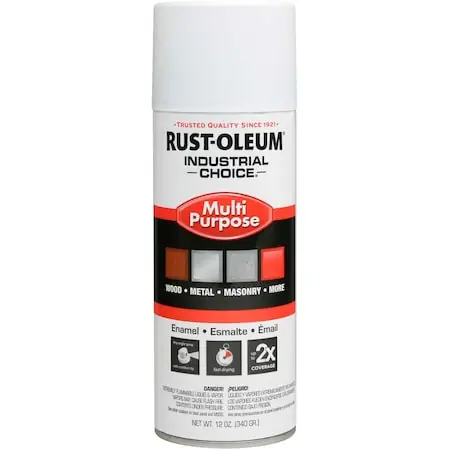 Rust-Oleum 1690830 Industrial 1600 System General Purpose Enamel Aerosol Flat White 12 oz Can