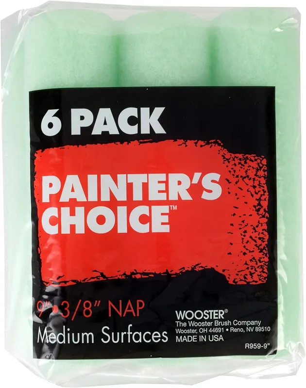 Wooster R959-9 Painter's Choice Roller Cover 3/8 Inch Nap 6-Pack 9 Inch
