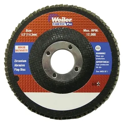 SK0287856-US20260702-105043-0 Weiler 31387 4-1/2 Vortec Pro High Density Abrasive Flap Disc Flat - Image 1
