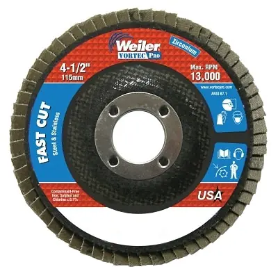 SK0287858-US20260702-105043-0 Weiler 31404 Abrasive Flap Disc 4-1/2 x 7/8 Flat Phenolic Backing Replacement MPN - Image 1