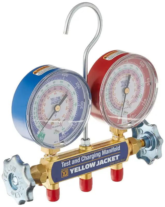 Yellow Jacket 42001 Mechanical Manifold Gauge Set 2-Valve 800 PSI Working 4000 PSI Burst R-22/R-404A/R-410A