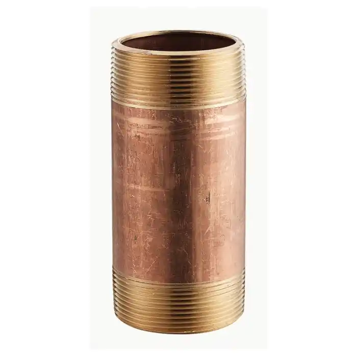 MERIT BRASS 2024-200 SCH 40 Red Brass Seamless Nipple 1-1/2 Inch x 2 Inch MNPT Lead-Free