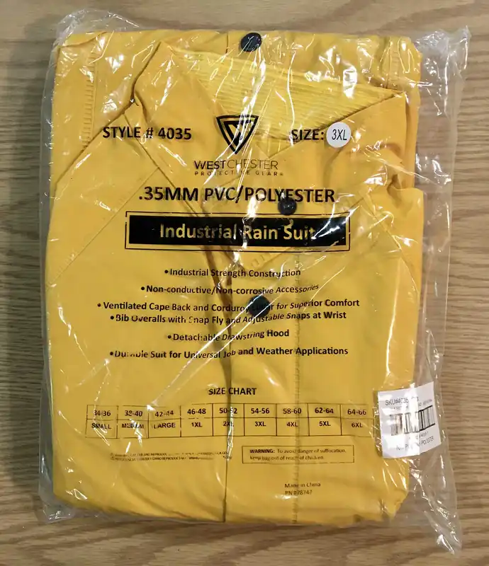 SK0306804-US20260702-105043-0 West Chester 4035/XXXL PVC Over Polyester 3Pcs Rain Suit Yellow Each - Image 1