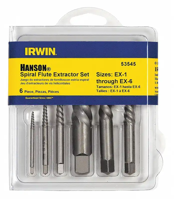 Hanson 53545 6 Piece Spiral Flute Screw Extractor Set