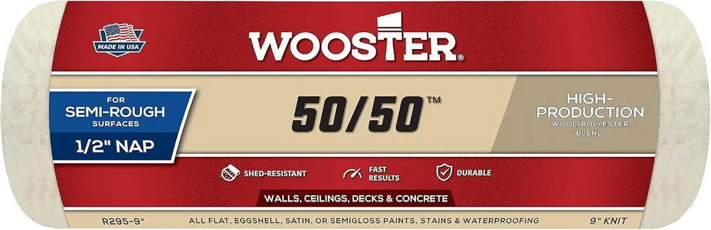 SK0307133-US20260702-105043-0 Wooster R295-9 Wooster 50/50 Roller Cover, 1/2-Inch Nap, 9-Inch - Image 1