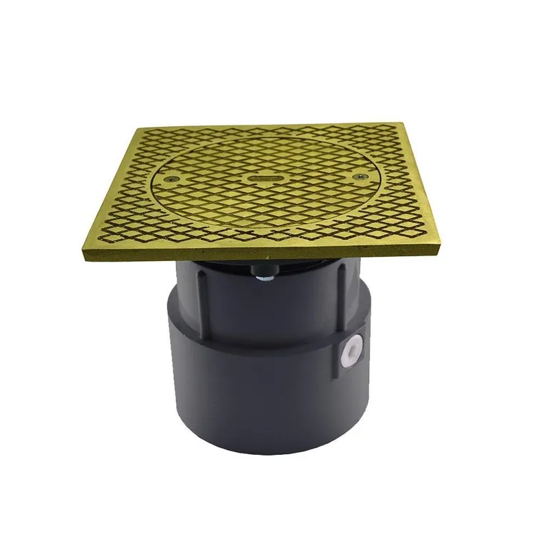 Jones Stephens C60050 4 In. PVC Over Pipe Fit Base Cleanout With 3-1/2 In. Plastic Spud And 7 In. Polished Brass Cover