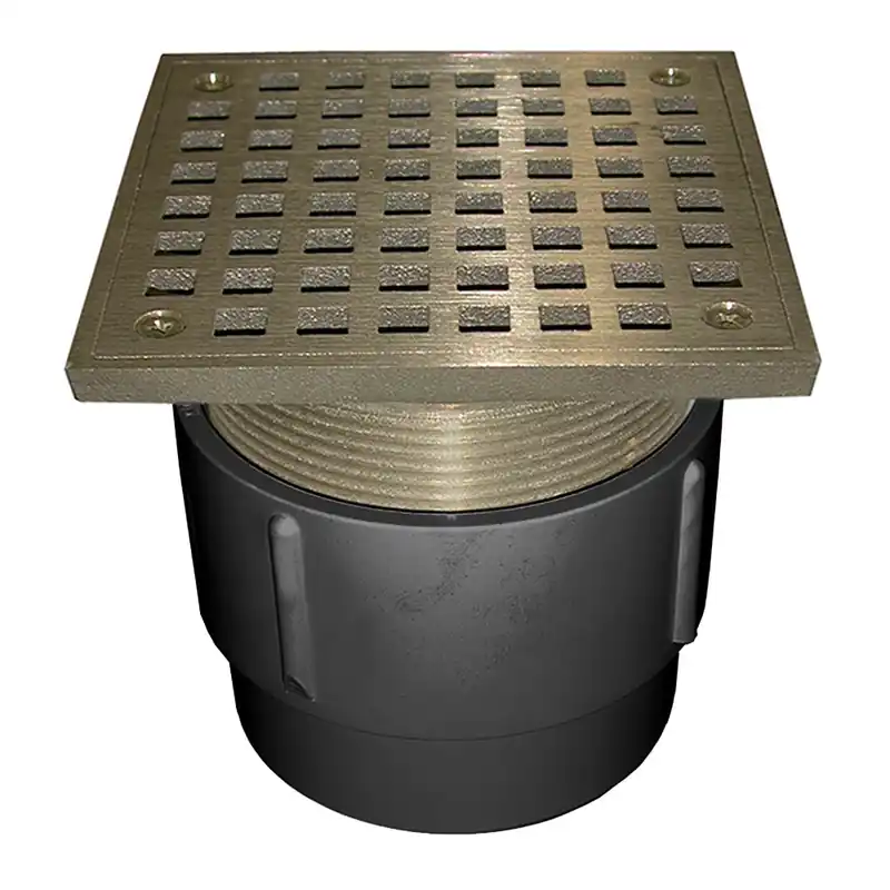 Jones Stephens D53080 3X4 PVC PF AD GP DRAIN W/6 SQ BRZ STR/SPUD