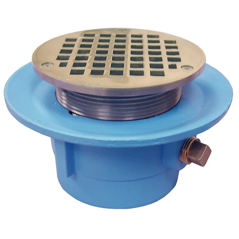 SK0310100-US20260702-105043-0 Jones Stephens D67016 2 inch No Hub Nickel Brass Floor Drain - Image 1