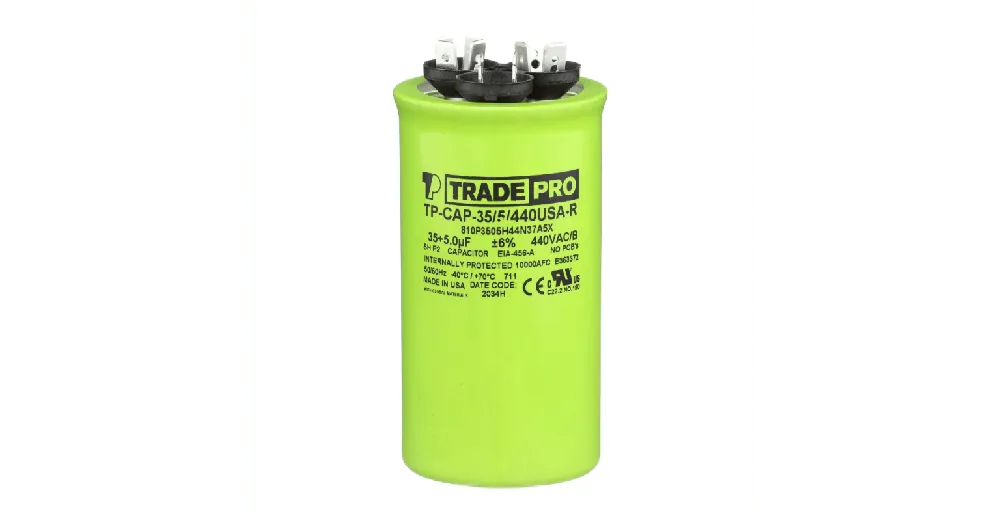 Mars PPS535440RD Fixed Capacitor, Dual Run, 35/5 MF, 440 VAC, 50/60 Hz, Round