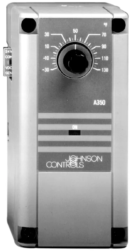 Johnson Controls A350BA-2C Series A350A/B Electronic On/Off Temperature Control with Celsius Scale, SPDT Relay, 30 to 121 degrees C Temperature Range