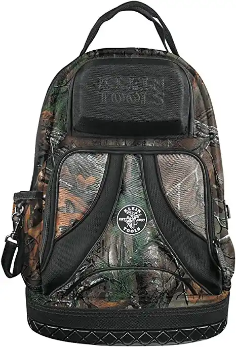 TRANE TOL04223 Klein Tools 55421BP14CAMO Tool Bag Backpack, Heavy Duty Tradesman Pro Tool Organizer / Tool Carrier has 39 Pockets, Molded Base, Camo Design