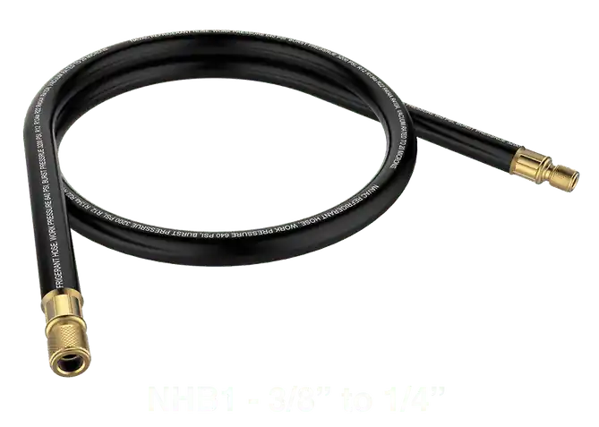 Navac NHB1 3/8 to 1/4 Fitting High Flow Refrigerant Evacuation Hose
