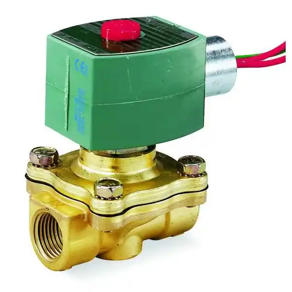 Asco 8210G002 Red Hat Solenoid Valve, 2 Way, NC, Brass, 1/2 In