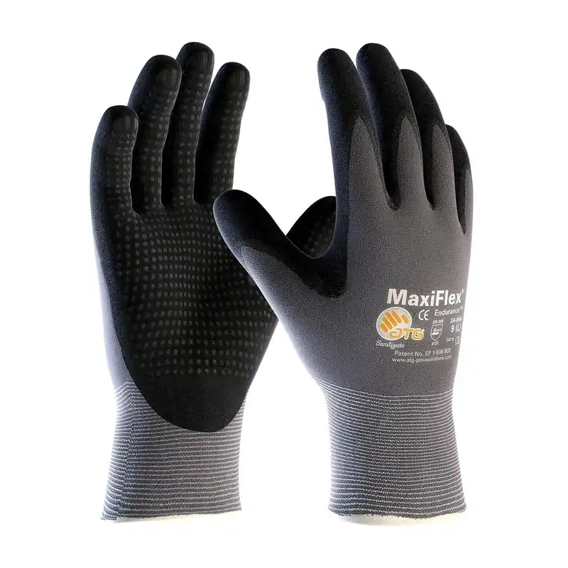 PIP 34-844/M MaxiFlex Endurance, 15G Gry Nylon Shell, Black MicroFoam Nitrile Dot, Pack of 12 Pairs