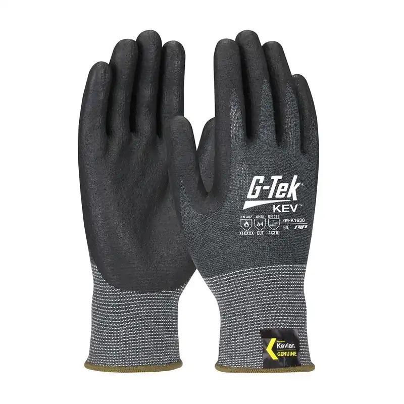 PIP 09-K1630/XL G-Tek KEV, Kevlar Engineered Yarn, Gray 13 Gauge, Nitrile Foam, ANSI A4, Pack of 12 Pairs