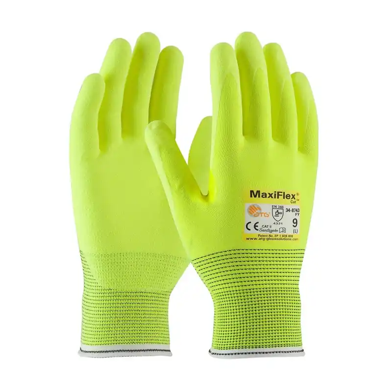 PIP 34-874FY/L MaxiFlex Ultimate, 15G HV Ylw Nylon Shell, HV Ylw Nitrile MicroFoam, Pack of 12 Pairs