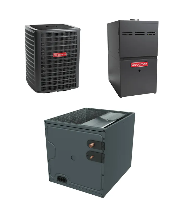 SK0327592-US20260702-105043-0 Goodman - 3.0 Ton Cooling - 80k BTU/Hr Heating - Air Conditioner + Multi Speed Furnace System - 14.5 SEER2 - 96% AFUE - Upflow - Image 1