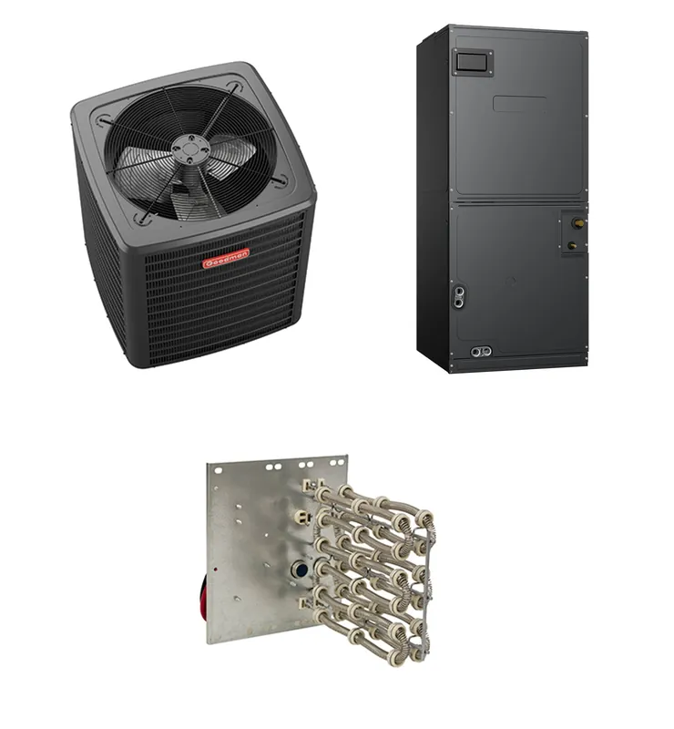Goodman - 3.0 Ton Cooling - 36k BTU/Hr Heating - Heat Pump + Air Handler System - 14.3 SEER2 - 7.5 HSPF2 + Electric Heat Kit - R-410A