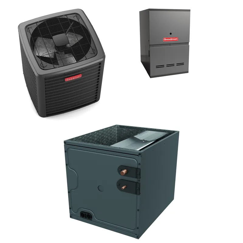 SK0327933-US20260702-105043-0 Goodman - 3.0 Ton Cooling - 60k BTU/Hr Heating - Air Conditioner + Variable Speed Furnace System - 16.5 SEER2 - 80% AFUE - Downflow - Image 1