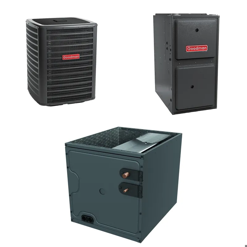 SK0327988-US20260702-105043-0 Goodman - 2.5 Ton Cooling - 80k BTU/Hr Heating - Air Conditioner + Variable Speed Furnace System - 15 SEER2 - 96% AFUE - Upflow - Image 1