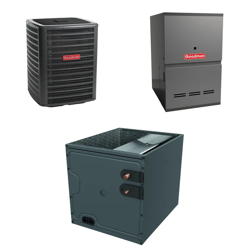 SK0328111-US20260702-105043-0 Goodman - 2.0 Ton Cooling - 80k BTU/Hr Heating - Air Conditioner + Variable Speed Furnace System - 15 SEER2 - 80% AFUE - Downflow - Image 1