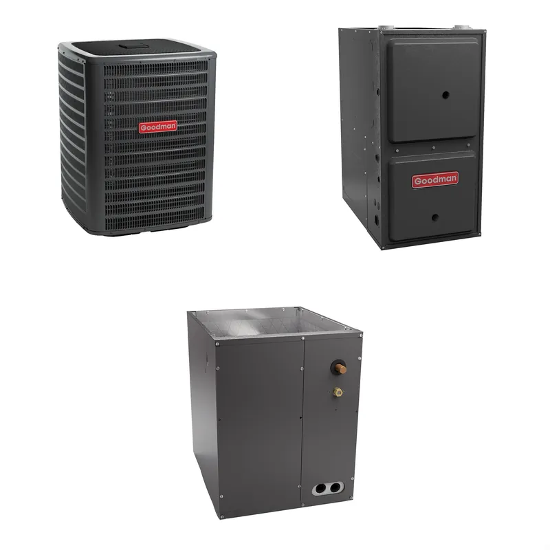 Goodman - 4.0 Ton Cooling - 120k BTU/Hr Heating - Air Conditioner + Variable Speed Furnace System - 14.5 SEER2 - 97% AFUE - Upflow