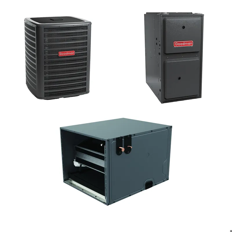Goodman - 1.5 Ton Cooling - 60k BTU/Hr Heating - Air Conditioner + Multi Speed Furnace System - 14.5 SEER2 - 96% AFUE - Horizontal