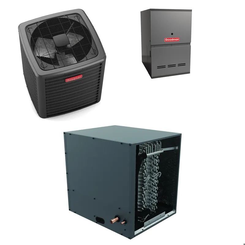 SK0329289-US20260702-105043-0 Goodman - 3.0 Ton Cooling - 80k BTU/Hr Heating - Air Conditioner + Variable Speed Furnace System - 17.2 SEER2 - 80% AFUE - Horizontal - Image 1