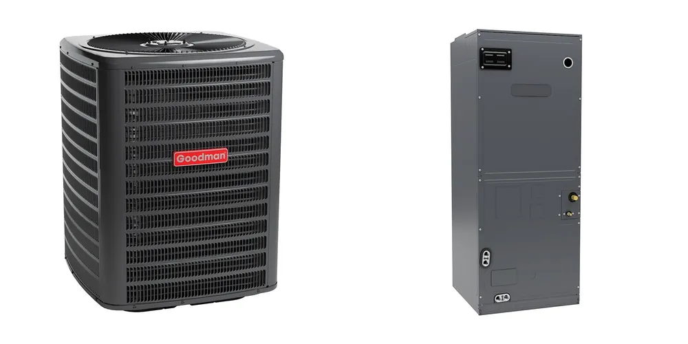 SK0329538-US20260702-105043-0 Goodman - 3.5 Ton Cooling - 39k BTU/Hr Heating - Heat Pump + Air Handler System - 14.5 SEER - 8.2 HSPF - Image 1