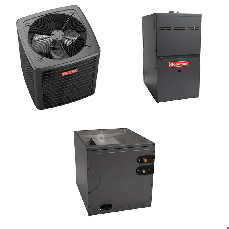Goodman - 2 Ton Cooling - 60k BTU/Hr Heating - Air Conditioner + Variable Speed Furnace System - 13.8 SEER2 - 80% AFUE - Upflow - R-410A