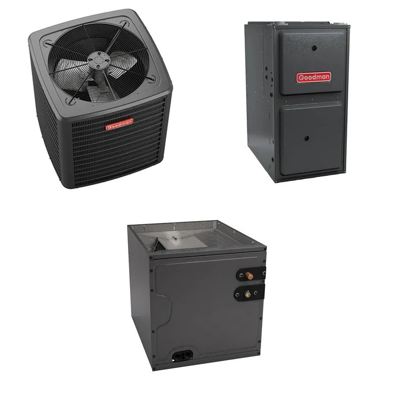 Goodman - 2.5 Ton Cooling - 60k BTU/Hr Heating - Air Conditioner + Variable Speed Furnace System - 15.2 SEER2 - 96% AFUE - Downflow - R-410A