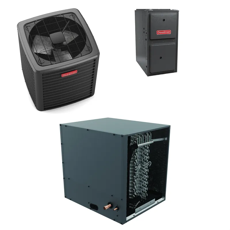 SK0330838-US20260702-105043-0 Goodman - 4.0 Ton Cooling - 120k BTU/Hr Heating - Air Conditioner + Variable Speed Furnace System - 16.5 SEER2 - 96% AFUE - Horizontal - Image 1