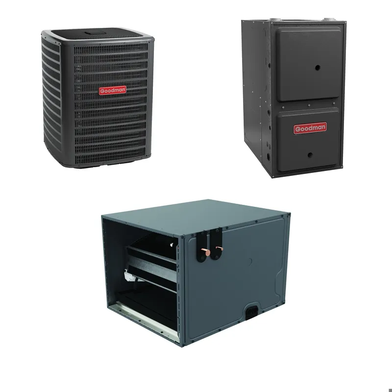SK0330927-US20260702-105043-0 Goodman - 3.0 Ton Cooling - 80k BTU/Hr Heating - Air Conditioner + Variable Speed Furnace System - 14.5 SEER2 - 97% AFUE - Horizontal - Image 1