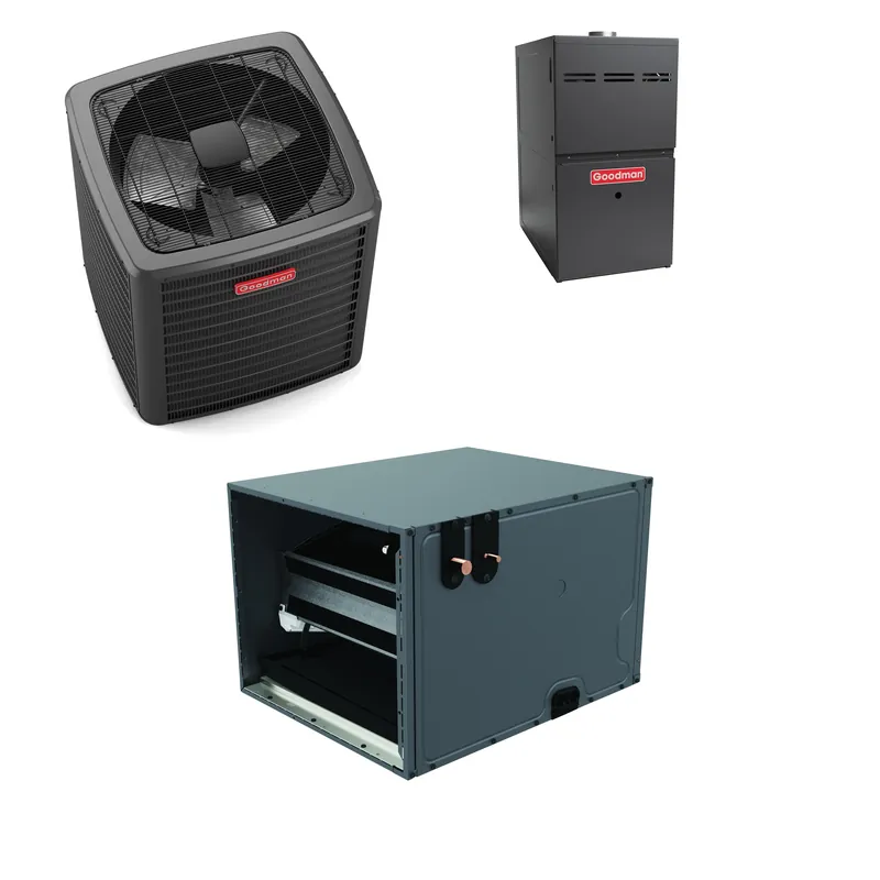 SK0331146-US20260702-105043-0 Goodman - 2.0 Ton Cooling - 60k BTU/Hr Heating - Air Conditioner + Variable Speed Furnace System - 17.2 SEER2 - 80% AFUE - Horizontal - Image 1
