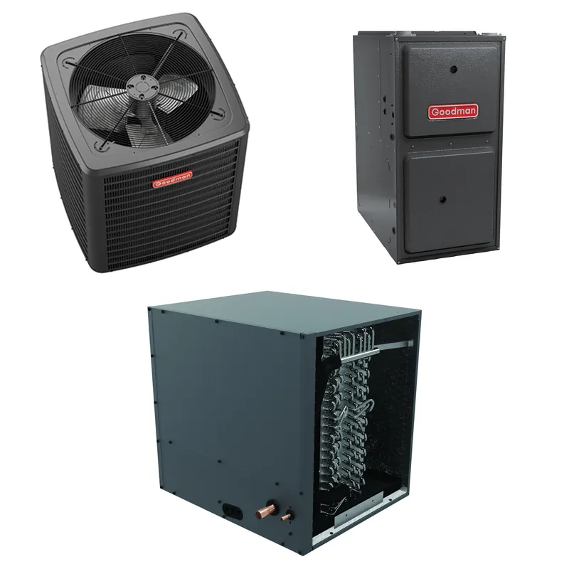 SK0331234-US20260702-105043-0 Goodman - 3.5 Ton Cooling - 120k BTU/Hr Heating - Air Conditioner + Variable Speed Furnace System - 13.8 SEER2 - 96% AFUE - Horizontal - Image 1