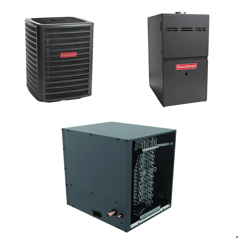 SK0332196-US20260702-105043-0 Goodman - 3.0 Ton Cooling - 80k BTU/Hr Heating - Air Conditioner + Variable Speed Furnace System - 15.2 SEER2 - 80% AFUE - Horizontal - Image 1