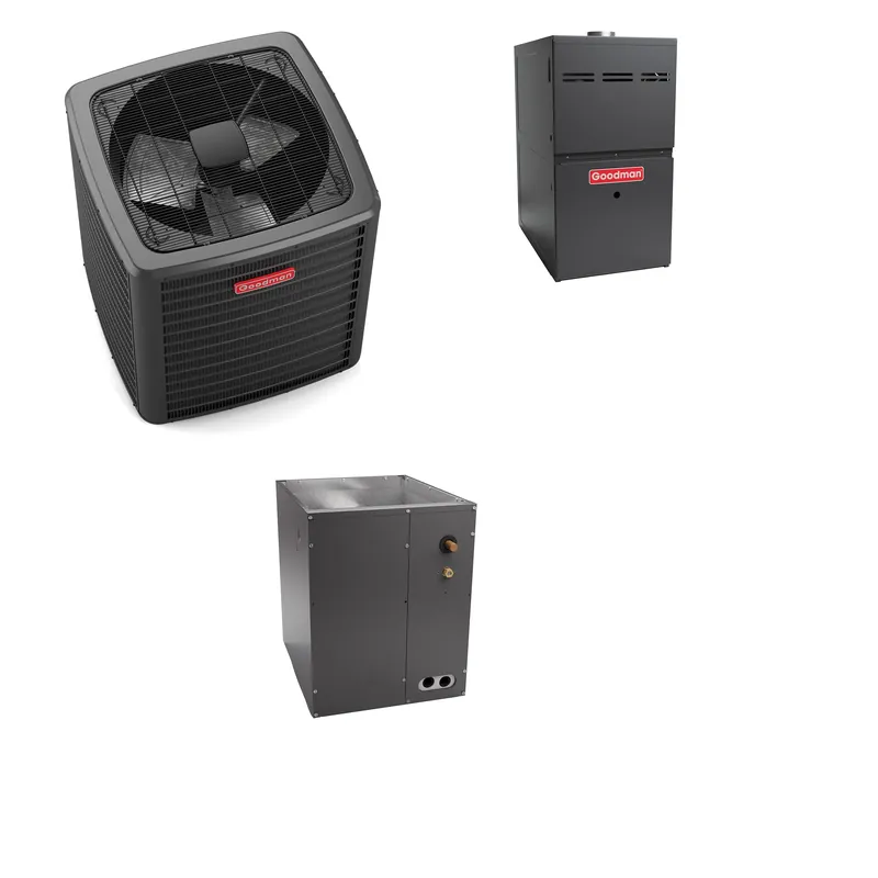 Goodman - 2.0 Ton Cooling - 80k BTU/Hr Heating - Air Conditioner + Variable Speed Furnace System - 21.5 SEER2 - 80% AFUE - Upflow - R-410A