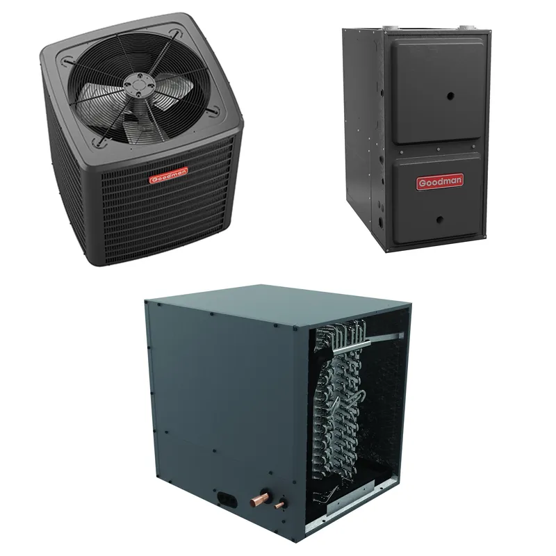 SK0333147-US20260702-105043-0 Goodman - 3.5 Ton Cooling - 80k BTU/Hr Heating - Air Conditioner + Variable Speed Furnace System - 15.2 SEER2 - 97% AFUE - Horizontal - Image 1