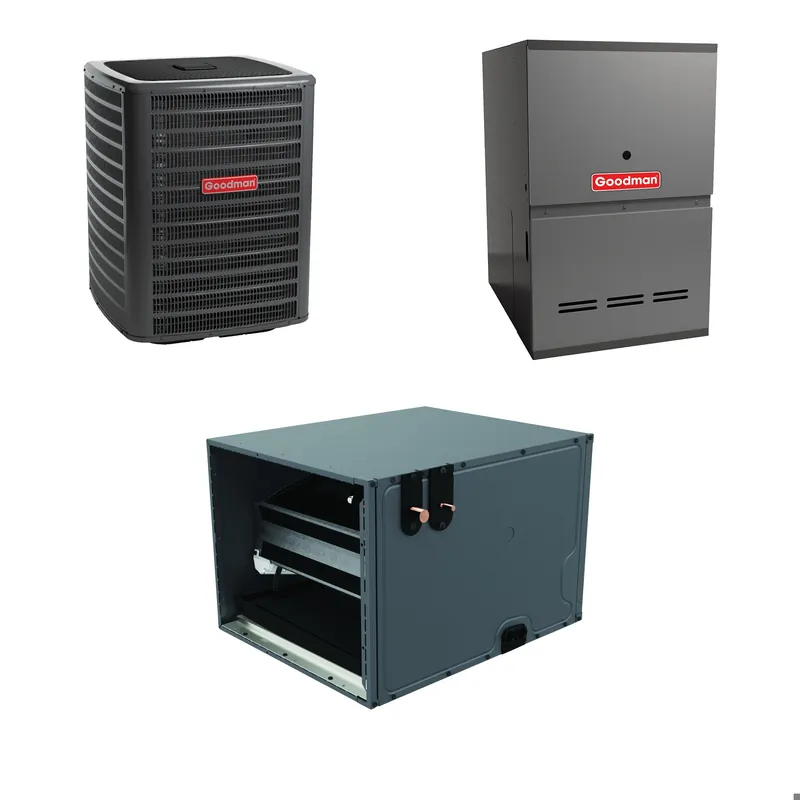 SK0333188-US20260702-105043-0 Goodman - 2.5 Ton Cooling - 60k BTU/Hr Heating - Air Conditioner + Variable Speed Furnace System - 15 SEER2 - 80% AFUE - Horizontal - Image 1