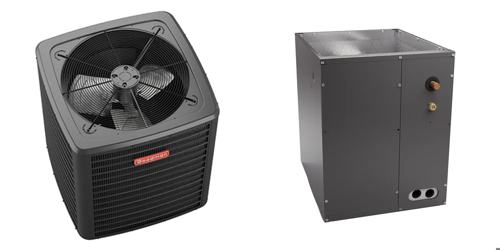 SK0333347-US20260702-105043-0 Goodman - 3.5 Ton Cooling - Air Conditioner + Coil System - 14.3 SEER2 - 24.5" Coil Width - For Upflow/Downflow Installation - Image 1