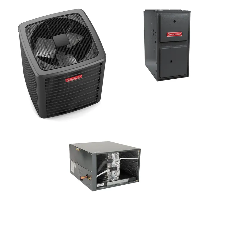 Goodman - 3.0 Ton Cooling - 120k BTU/Hr Heating - Air Conditioner + Variable Speed Furnace System - 19.0 SEER2 - 96% AFUE - Horizontal - R-410A