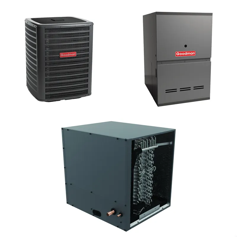 SK0334400-US20260702-105043-0 Goodman - 3.0 Ton Cooling - 100k BTU/Hr Heating - Air Conditioner + Variable Speed Furnace System - 15.2 SEER2 - 80% AFUE - Horizontal - Image 1