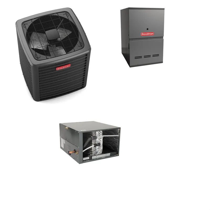 SK0334698-US20260702-105043-0 Goodman - 3.0 Ton Cooling - 100k BTU/Hr Heating - Air Conditioner + Variable Speed Furnace System - 18.5 SEER2 - 80% AFUE - Horizontal - Image 1