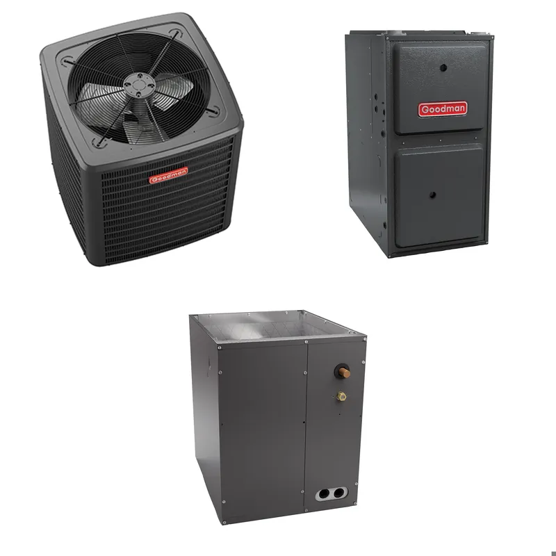 SK0335566-US20260702-105043-0 Goodman - 3 Ton Cooling - 80k BTU/Hr Heating - Air Conditioner + Variable Speed Furnace System - 14 SEER2 - 96% AFUE - Upflow - Image 1